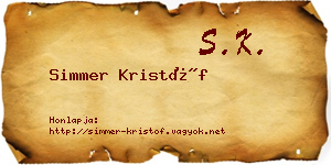 Simmer Kristóf névjegykártya
